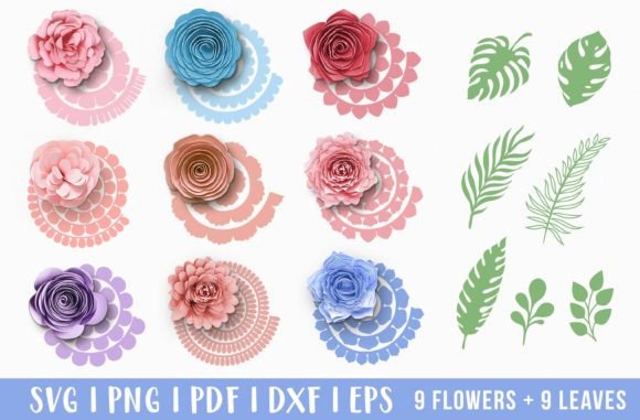 3D Rolled Paper Flower DIY Bundle SVG Graphics and Crafts