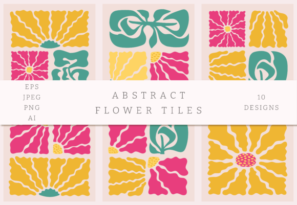 Abstract Flower Tile PNG Designs: Graphics and Crafts for Editorial Polish