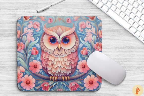 Beautiful Owl and Floral Mouse Pad Graphics Backgrounds