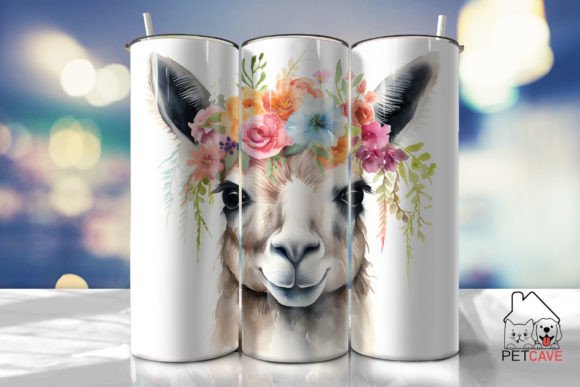 Floral Crown Llama Wrap Graphics for Crafts and Content