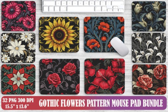 Gothic Flowers Pattern Mouse Pad Design: Graphics and Backgrounds Review
