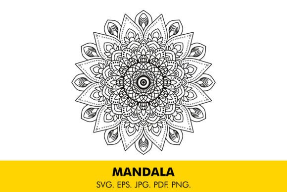 Mandala Black and White Graphics for Coloring Pages