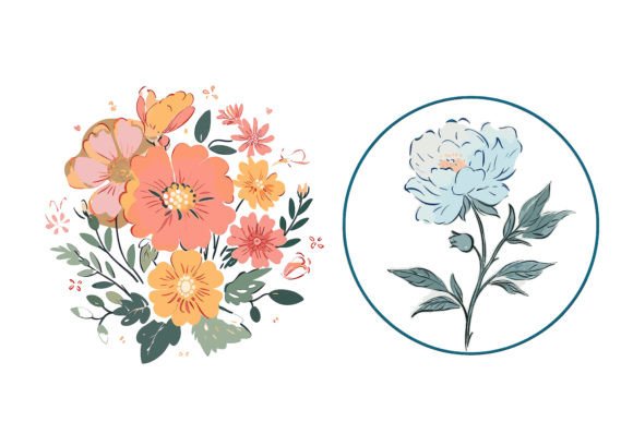 New Creative Watercolor Floral Design for Graphics and Crafts