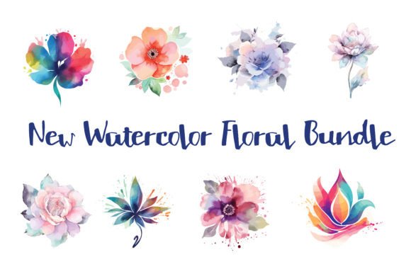 New Watercolor Florals Bundle Designs for Graphics and Crafts