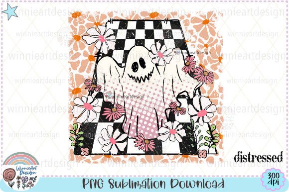 Retro Ghost Flowers Spooky Season Floral Graphics and T-Shirt Designs