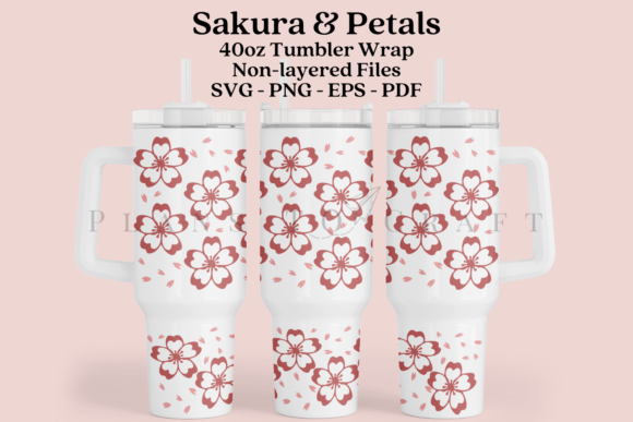 Sakura Petals 40oz Tumbler Sublimation Graphics and Crafts