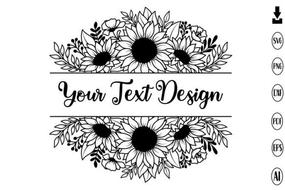 Sunflower Svg Split Monogram Flower Svg Graphics and Print Templates
