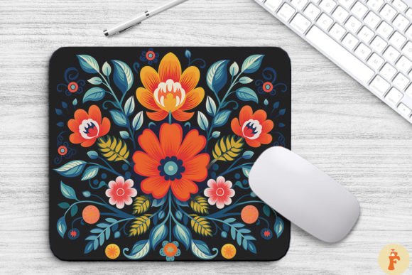 Vintage Floral Folk Art Style Mouse Pad Graphics and Backgrounds