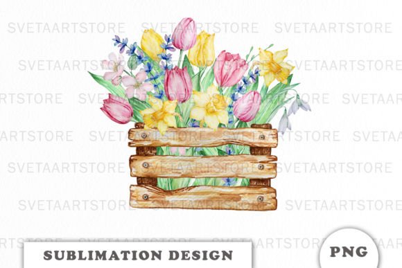 Watercolor Spring Flowers Png Graphics & Crafts